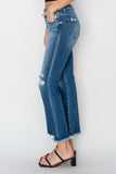 RISEN Full Size Frayed Step Hem Ankle Straight Jeans 