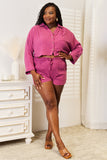Basic Bae Buttoned Long Sleeve Top and Shorts Set 