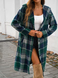 Devine Plaid Long Sleeve Hooded Coat 