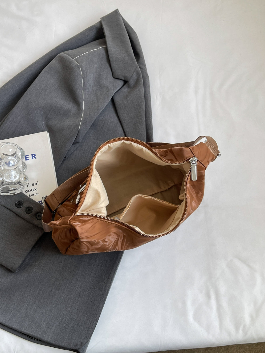 PU Leather Adjustable Strap Shoulder Bag 