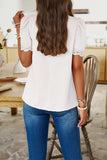 Devine Ruched Mock Neck Short Sleeve Blouse 