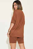 Basic Bae Full Size V-Neck Drop Shoulder T-Shirt and Shorts Set 