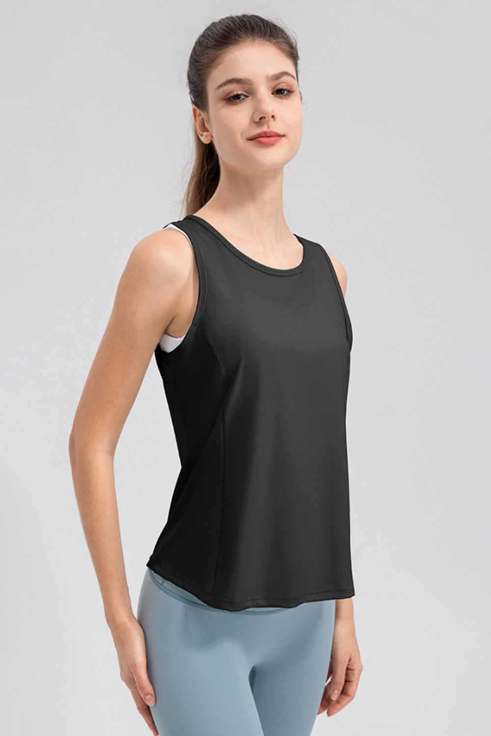 Wide Strap Round Neck Active Tank 