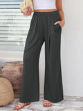 Elastic Waist Wide Leg Pants Pants