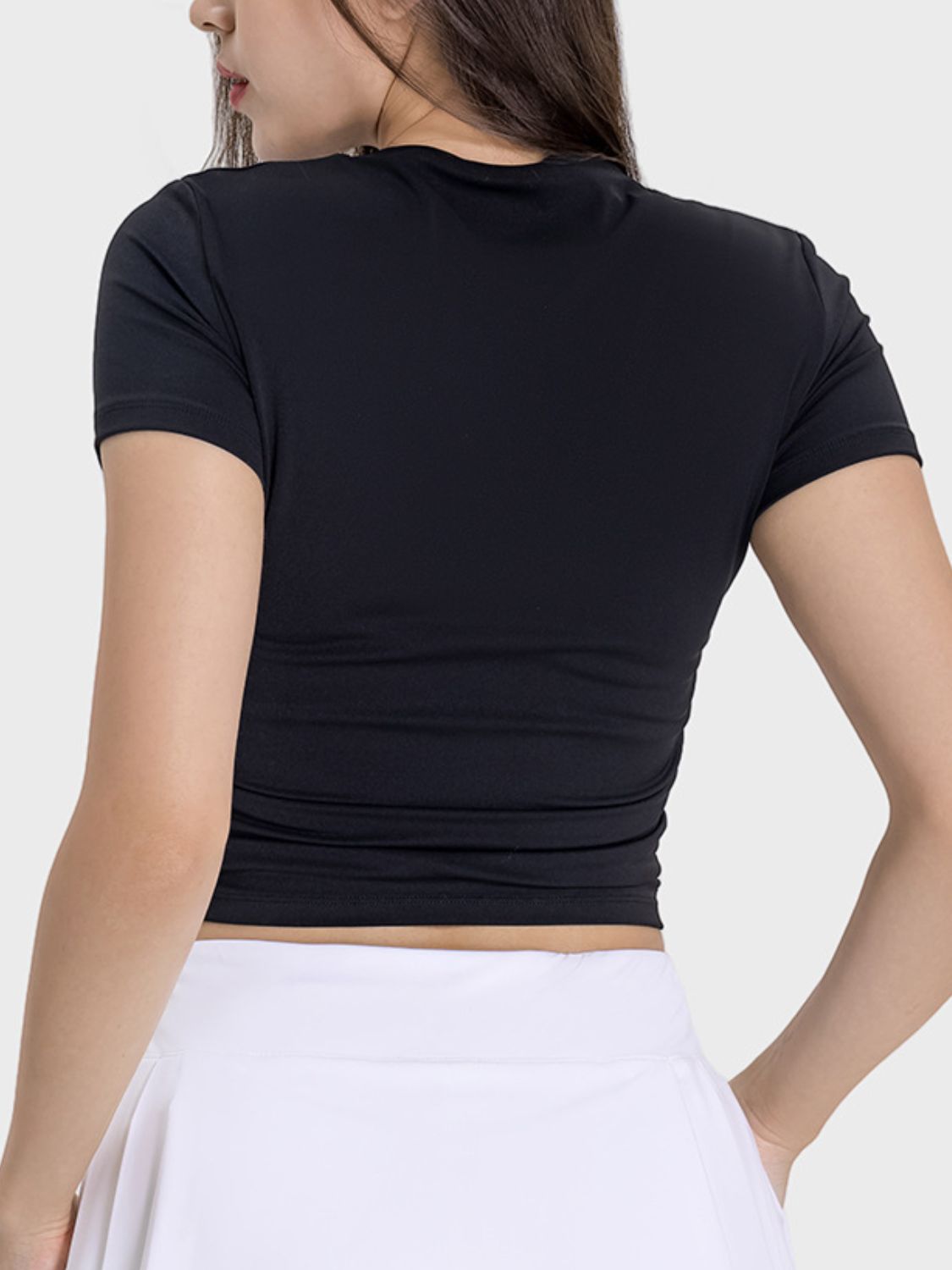 Millennia Ruched Round Neck Short Sleeve Active T-Shirt 