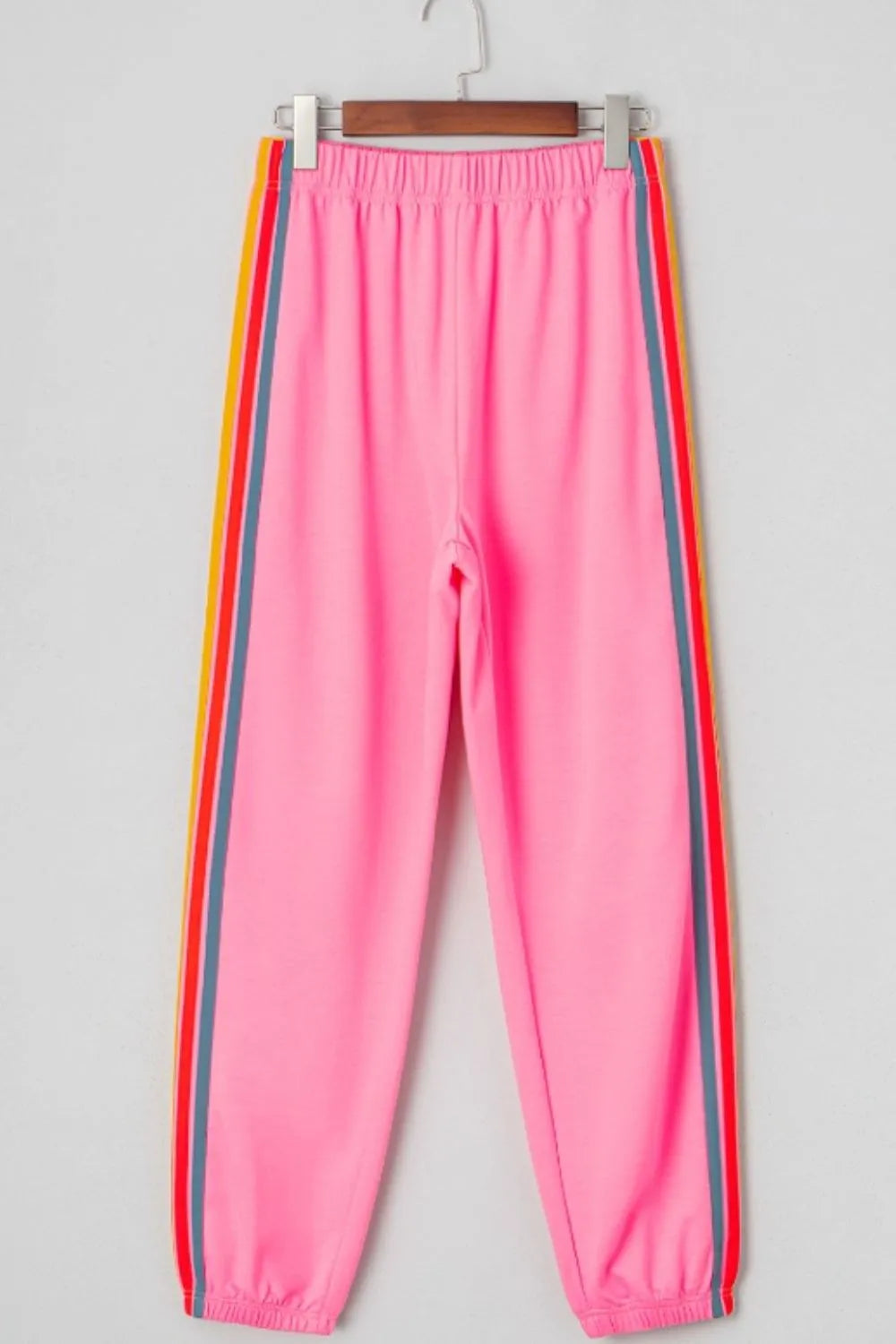 Contrast Striped Elastic Waist Active Pants 