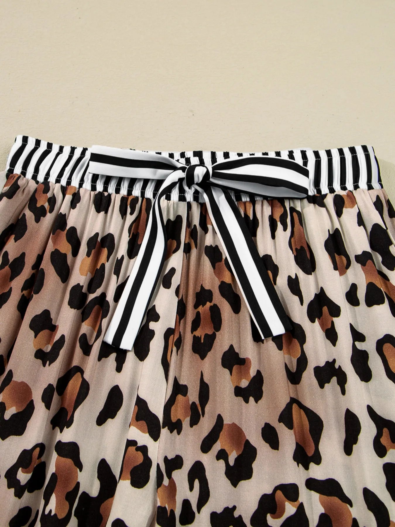 Leopard and Striped Trim Shirt and Pants Set Lingerie & Nightwear