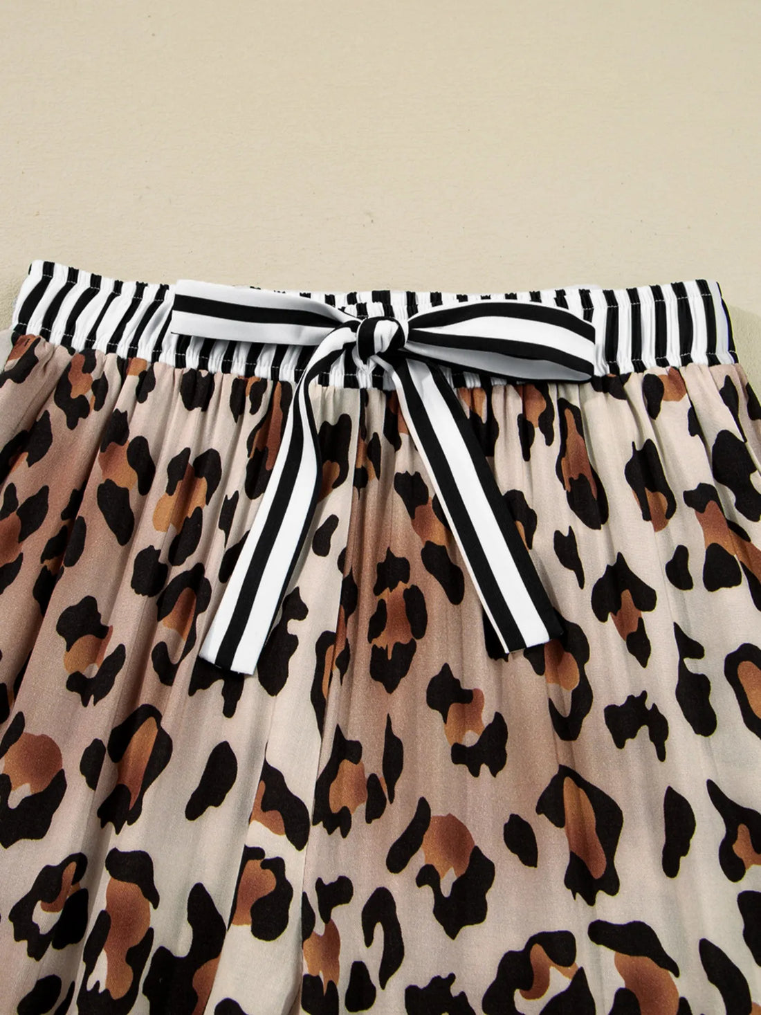 Leopard and Striped Trim Shirt and Pants Set Lingerie & Nightwear