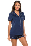 Printed Button Up Short Sleeve Top and Shorts Lounge Set Lingerie & Nightwear