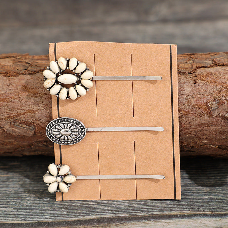 3 PCS/Set Artificial Turquoise Hair Pins 