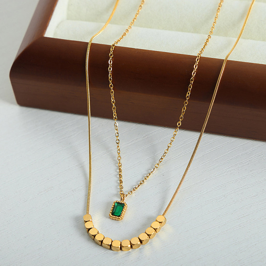 18K Gold-Plated Double-Layered Necklace 