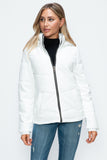How Dare U Pocketed Zip Up Puffer Jacket with Removable Hood 