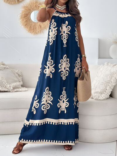 Printed Spaghetti Strap Sleeveless Maxi Dress Dresses