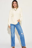 Basic Bae Full Size Ribbed Round Neck Long Sleeve T-Shirt Sweaters & Cardigans