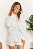 Double Take Floral Long Sleeve Top and Shorts Loungewear Set 
