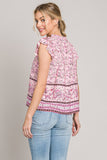 Cotton Bleu by Nu Lab Print Ruffle Sleeve Detail Blouse 