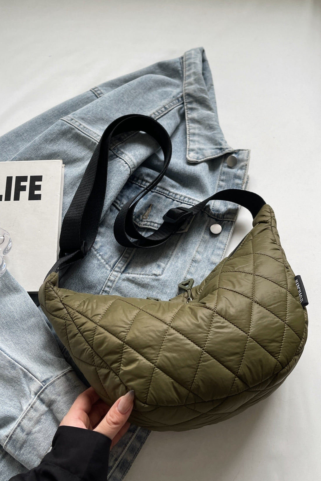 Quilted Adjustable Strap Crossbody Bag 