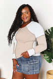 Double Take Color Block Exposed Seam Top 
