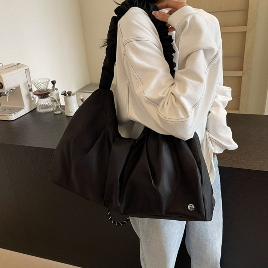 Ruched Large Tote Bag 