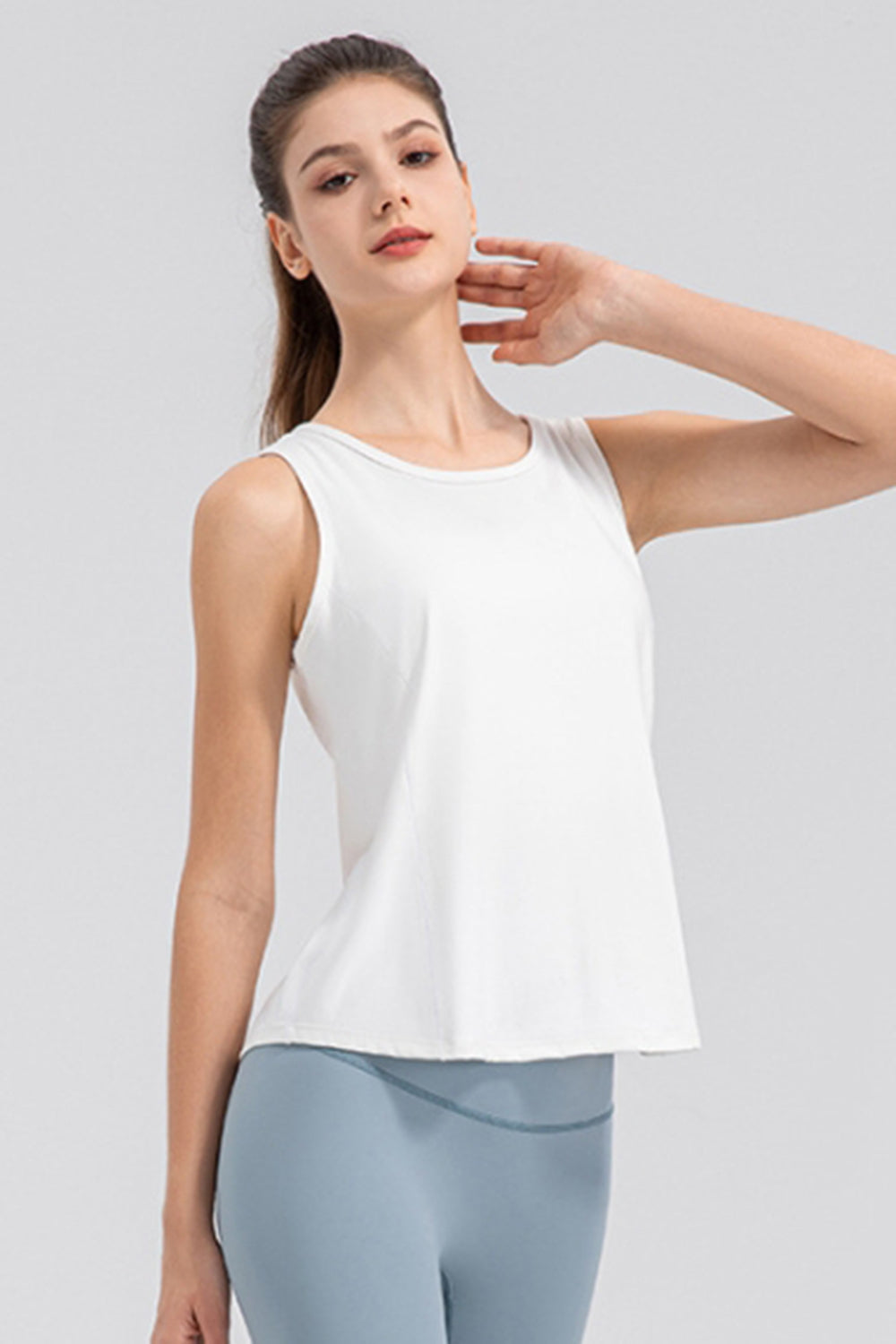Wide Strap Round Neck Active Tank 