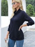 Drawstring Mock Neck Raglan Sleeve T-Shirt 