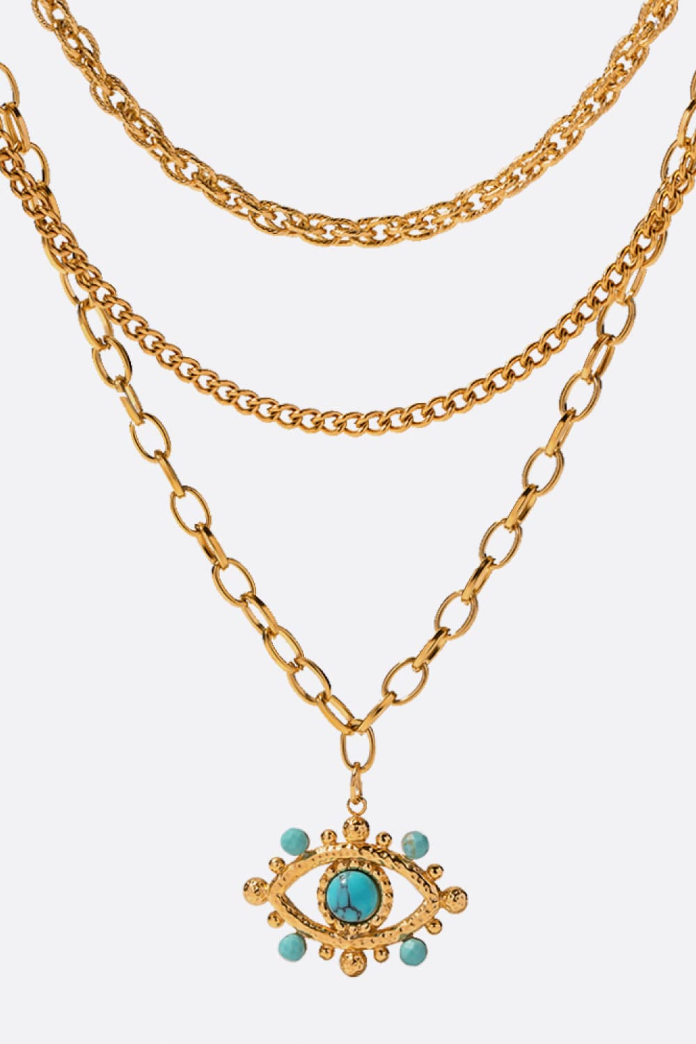 Evil Eye Design Turquoise Pendant Necklace 