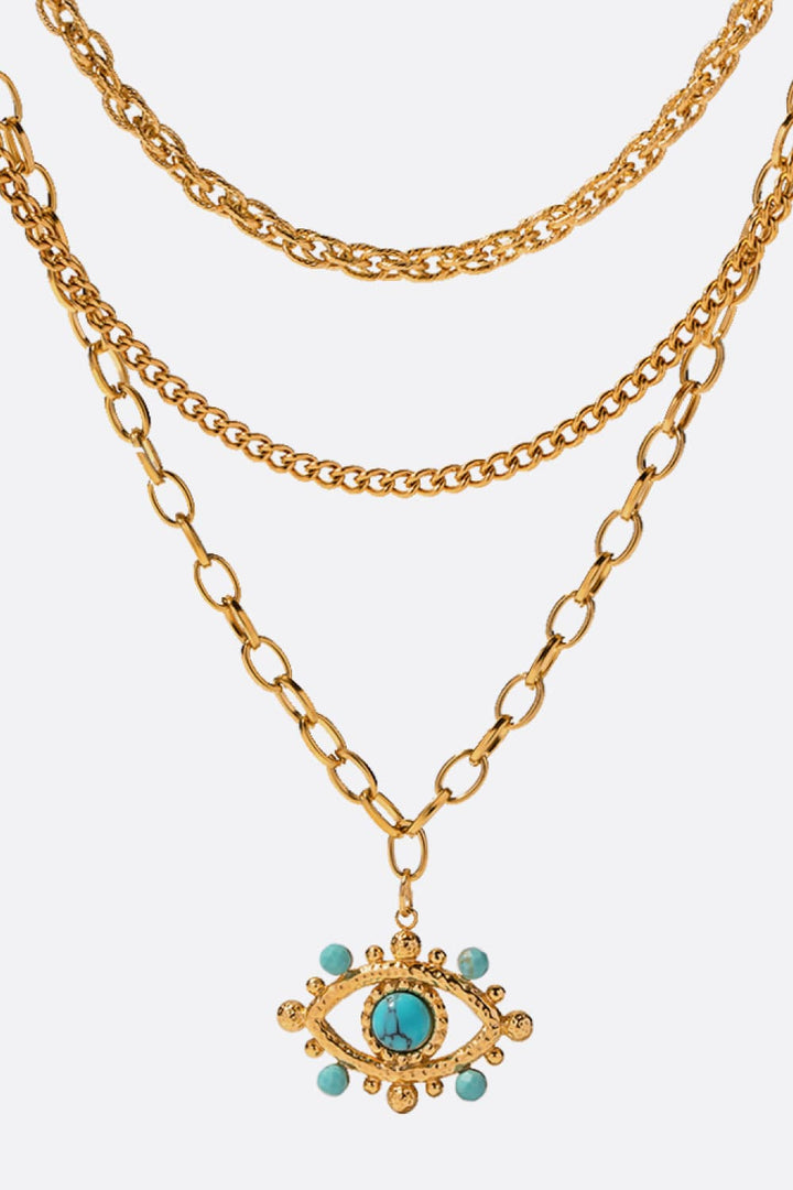 Evil Eye Design Turquoise Pendant Necklace 