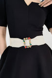 Multicolored Leaf Buckle Elastic Belt 