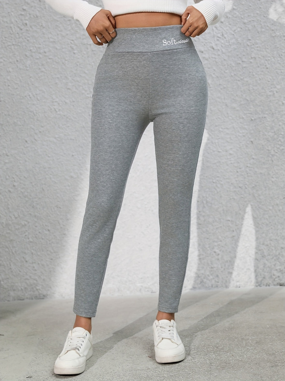 Full Size Letter Embroidered High Waist Leggings 