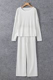 Round Neck Long Sleeve Top and Drawstring Pants Lounge Set Lingerie & Nightwear