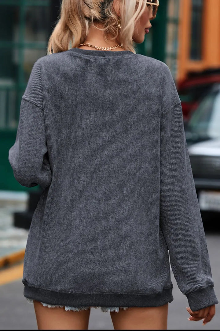 Glitter Ghost Round Neck Long Sleeve Sweatshirt 
