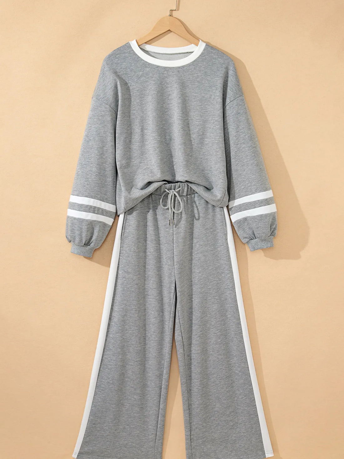 Contrast Trim Round Neck Top and Pants Set Two Piece Dresses