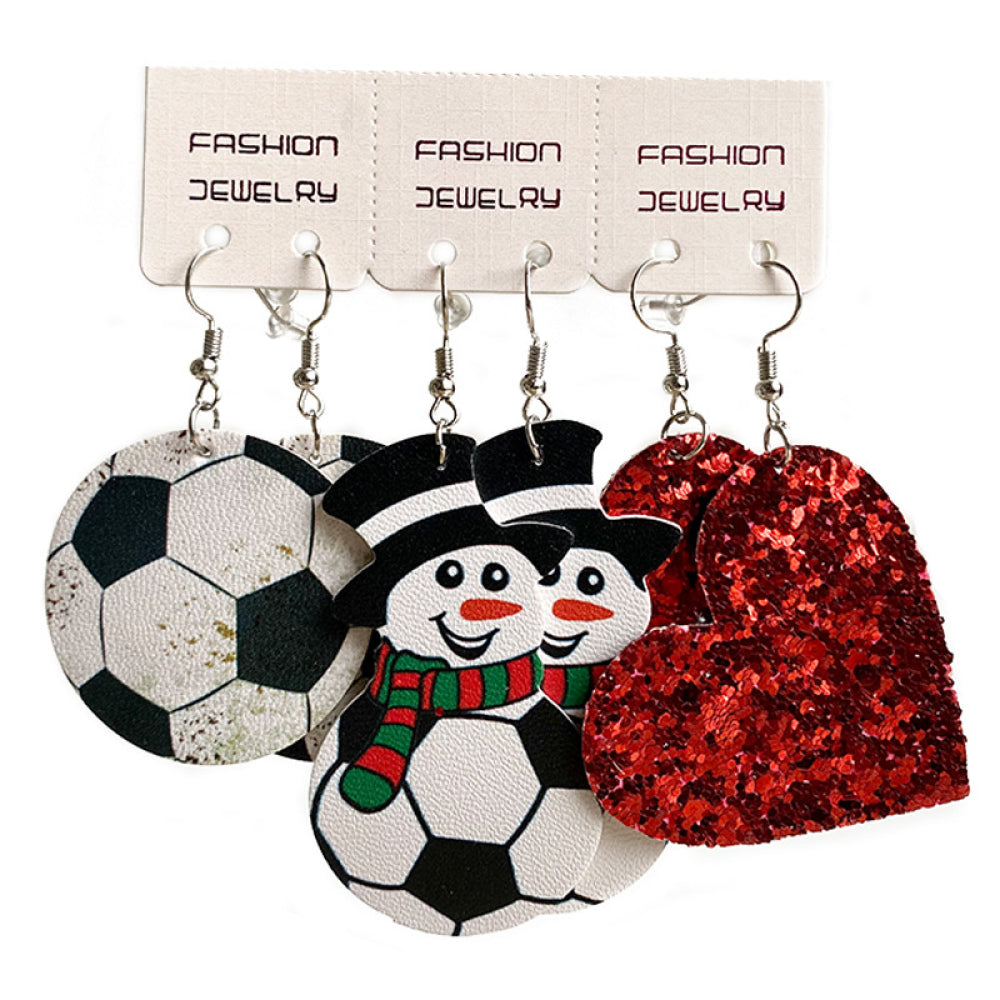 Snowman, Ball, and Heart Earrings Set 