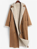 Plus Size Drop Shoulder Sherpa Longline Coat 