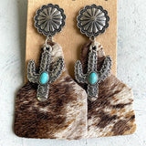 Turquoise Decor Cactus Alloy Earrings 