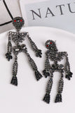 Skeleton Shape Glass Stone Dangle Earrings 