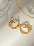18K Gold-Plated Stainless Steel Contrast Asymmetrical  Earrings 