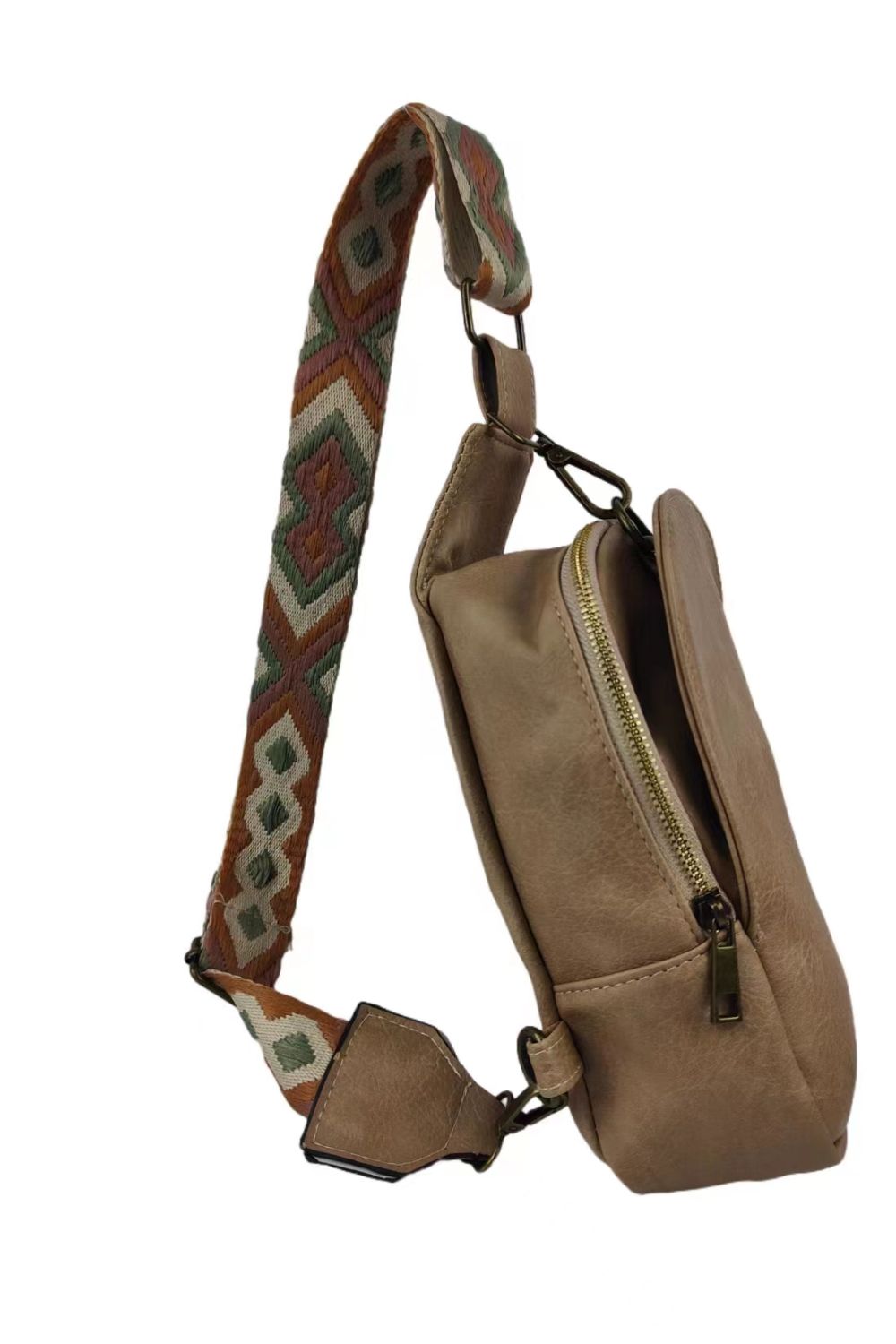 Random Pattern Adjustable Strap PU Leather Sling Bag 
