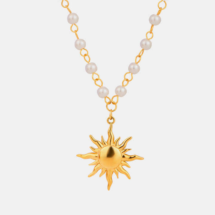 18K Gold-Plated Pearl Sun Necklace 