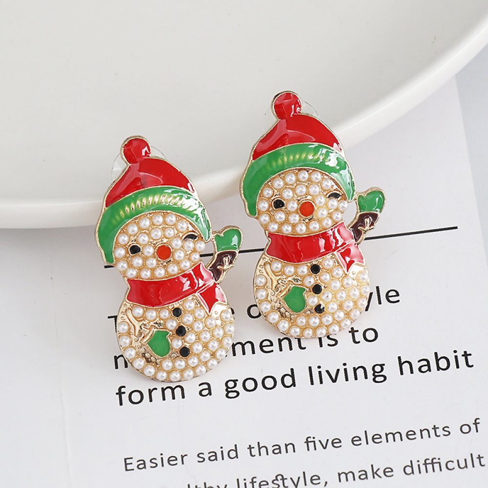 Snowman Rhinestone Alloy Earrings 
