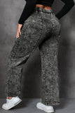 Plus Size Drawstring Pocketed Straight Jeans 