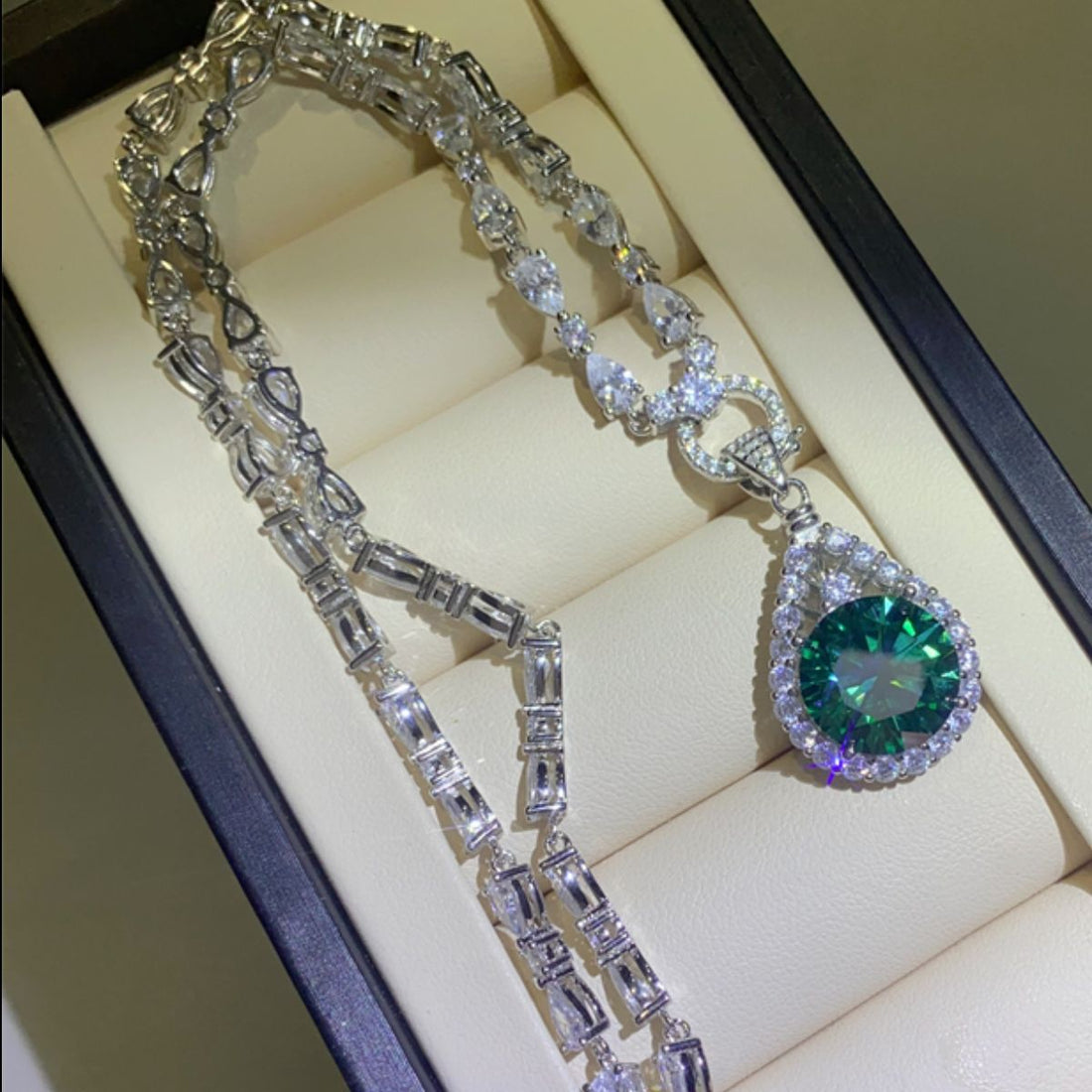 10 Carat Moissanite 925 Sterling Silver Teardrop Shape Necklace 