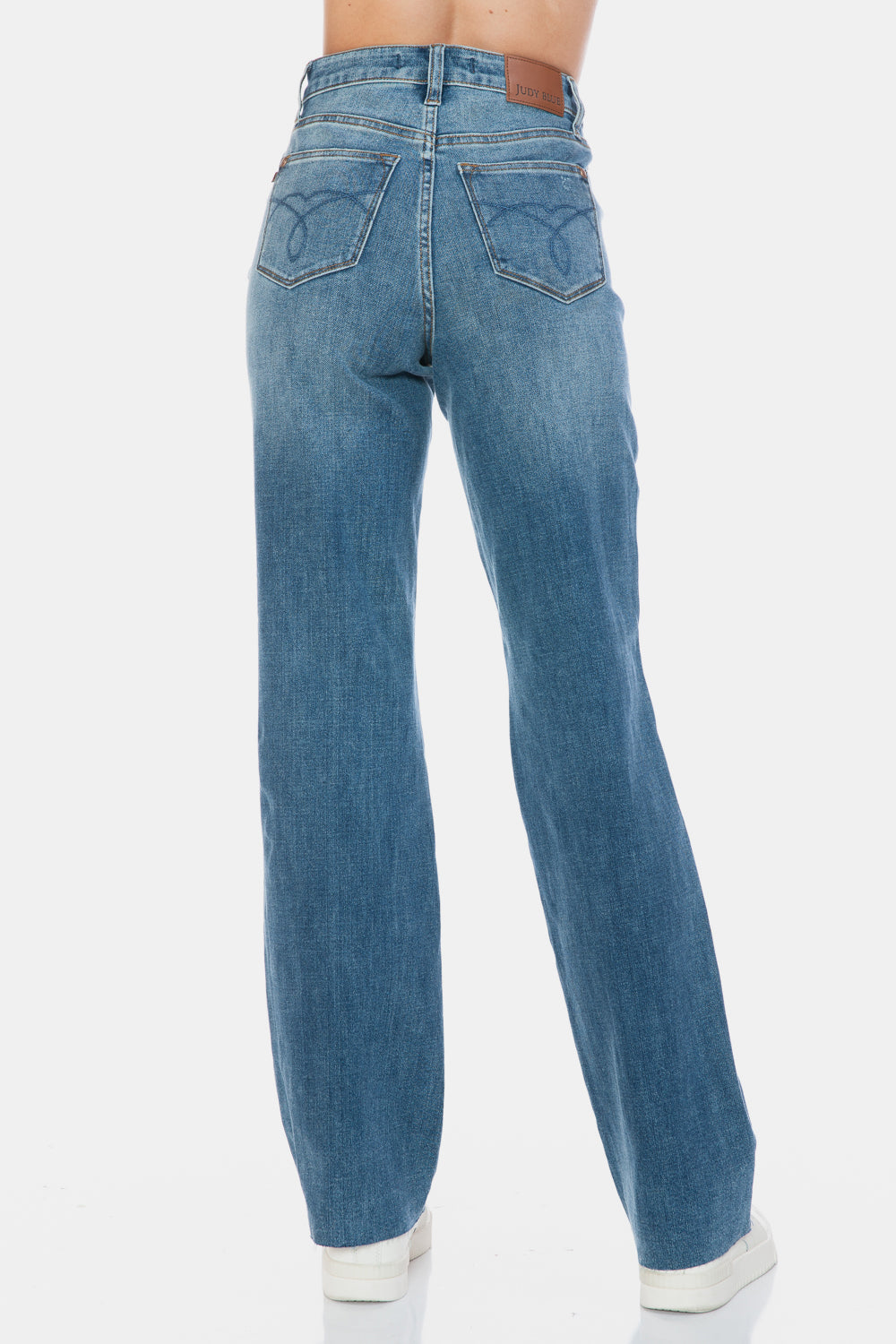 Judy Blue Full Size Tummy Control Cut Raw Hem Straight Jeans 