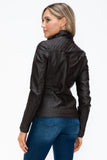 YMI Faux Layered Double-Zipper Jacket with Fuzzy Hood 