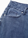 High Waist Button Zip Flare Leg Jeans 
