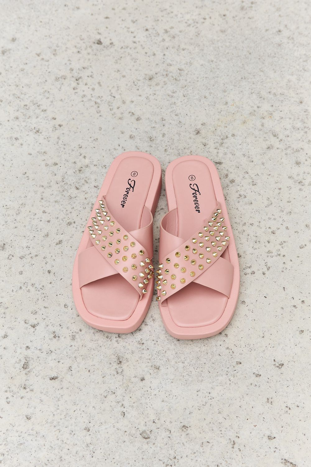 Forever Link Studded Cross Strap Sandals in Blush Footwear