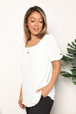 Mandy Swiss Dot Puff Sleeve Square Neck Blouse 