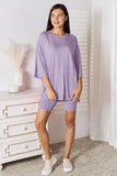 Basic Bae Full Size Soft Rayon Three-Quarter Sleeve Top and Shorts Set 