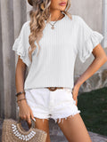 Mandy Ruffled Round Neck Short Sleeve Blouse 