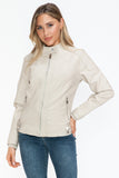 Snobbish Faux Leather Biker Jacket with Side Zip Pockets 